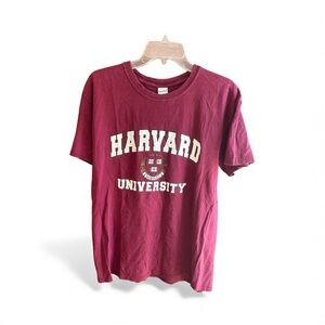 Gildan Harvard University burgundy T-shirt cotton Sz L
